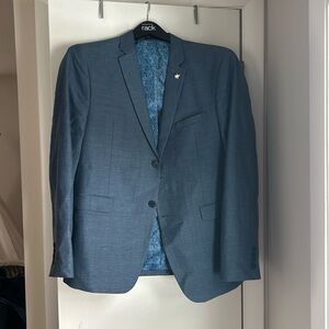 Original Penguin suit jacket, light blue hatch print, 42R